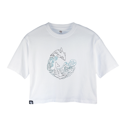 Women's Orca Whale Z08 Short-sleeved Cropped Tshirt